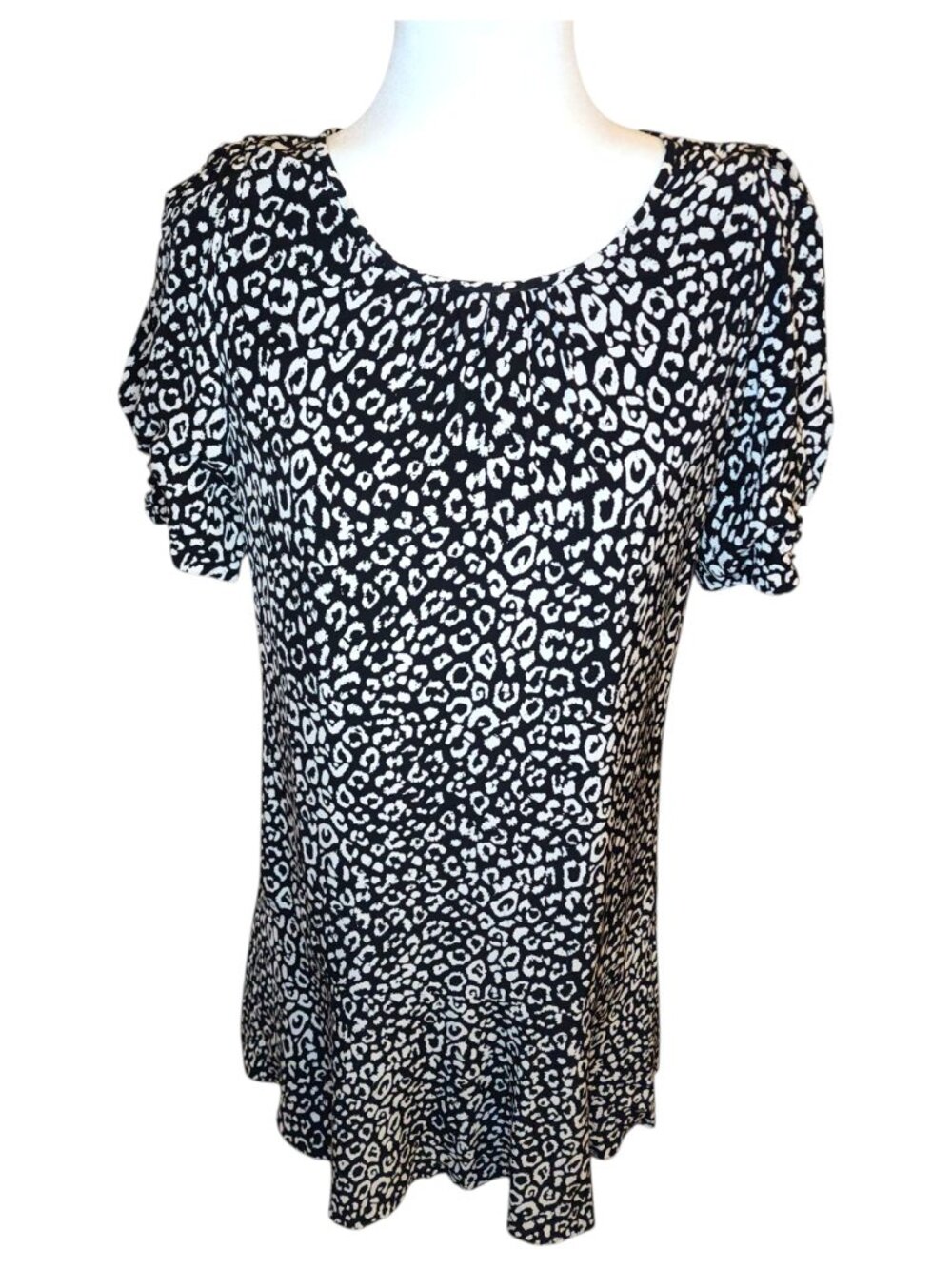 Joie Angeni Black White Animal Print Shift Dress Puff Sleeve Size XS - Picture 3 of 15